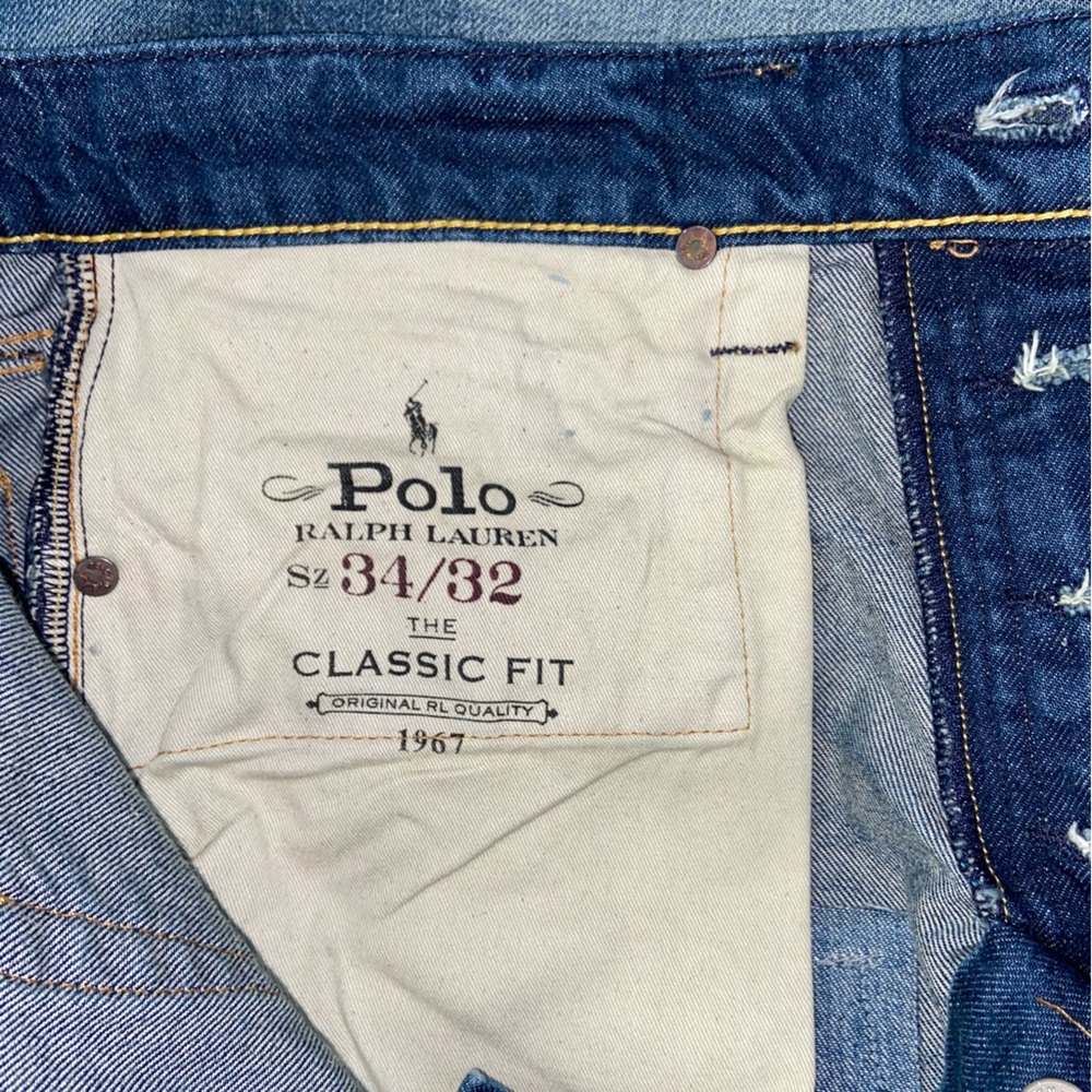 Polo Ralph Lauren Jeans Men’s 34x32 Classic Fit Button Fly Distressed NEW - Picture 9 of 11